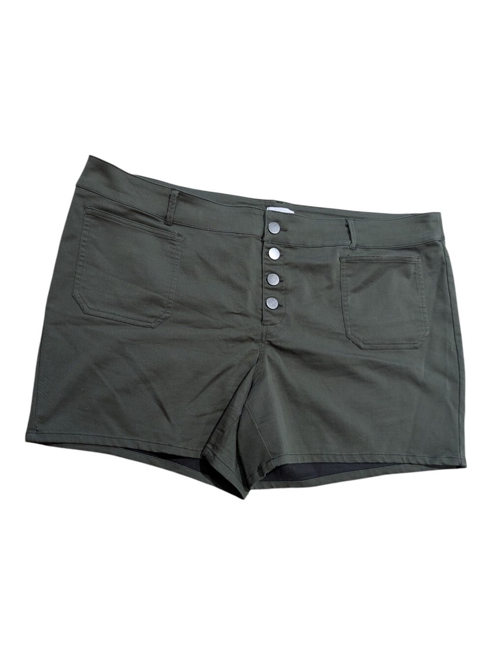 Molly & Isadora Olive Green Button Fly Shorts Size 24W *EUC
